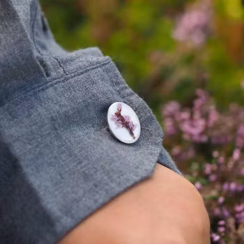 Heather White Cufflinks Oval