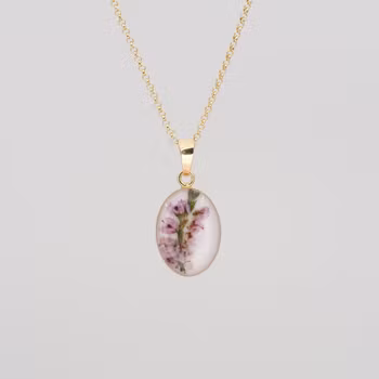 Heather White Pendant Oval