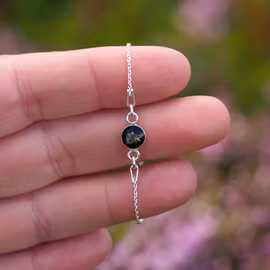 Røsslyng Svart Armbånd Barn 6mm