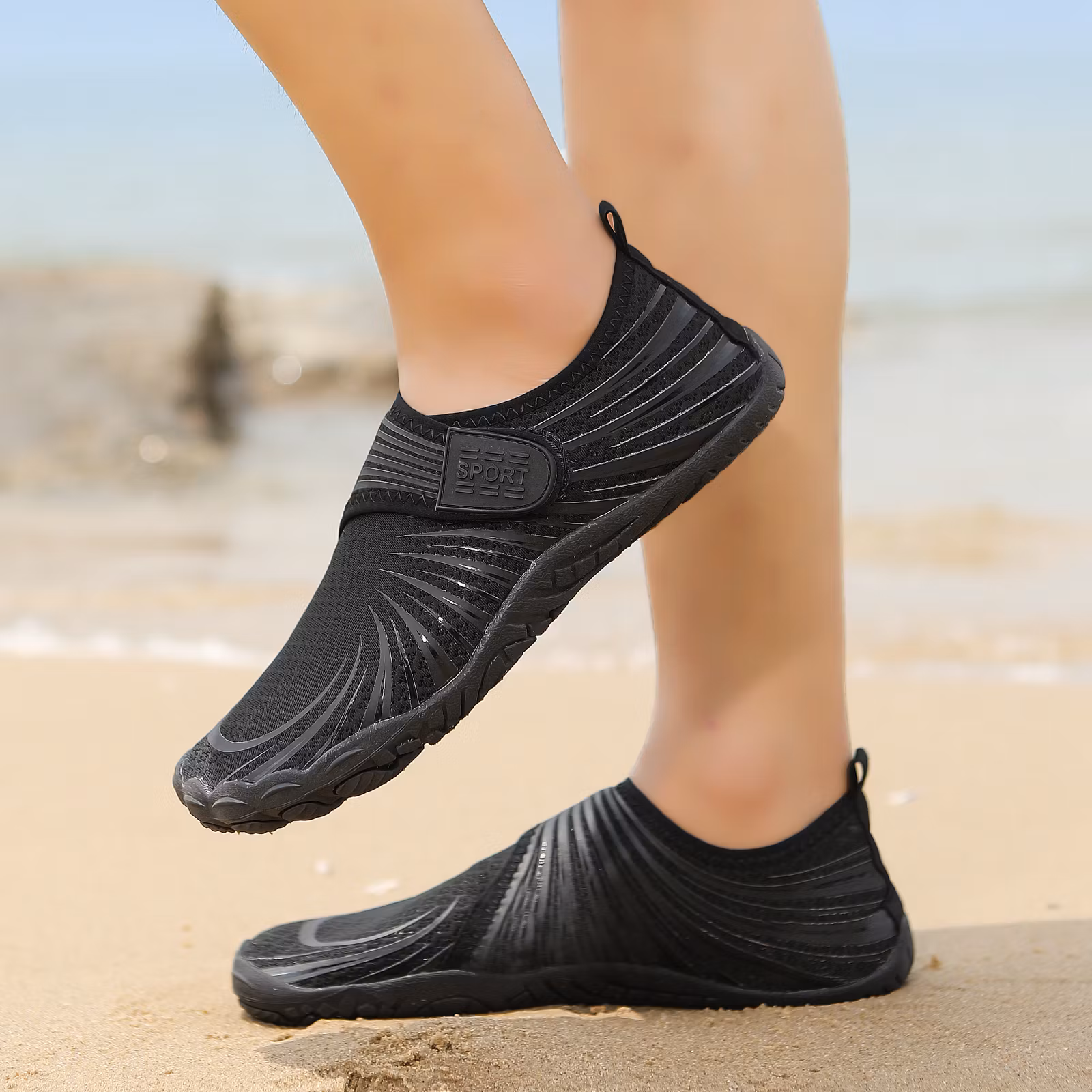 Barfodssko velcro (sort)