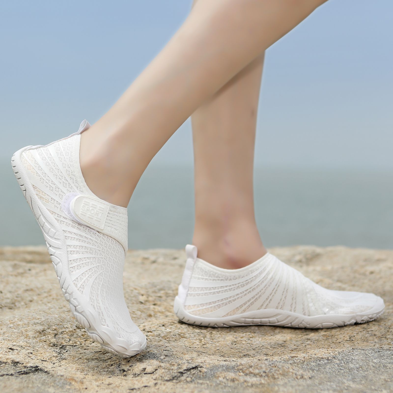 Barfodssko velcro (hvid)