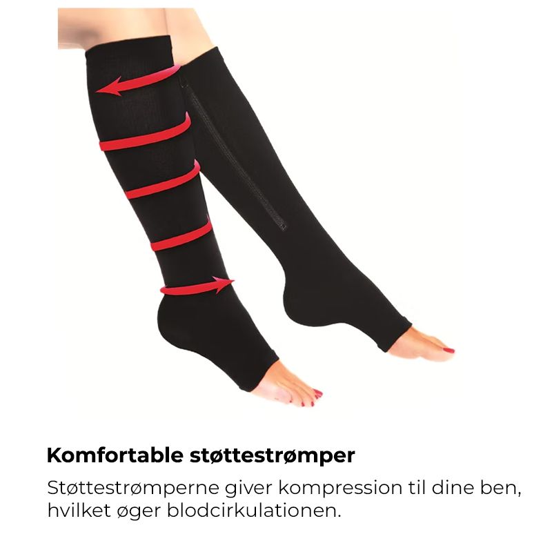 Støttestrømper lynlås (sort)