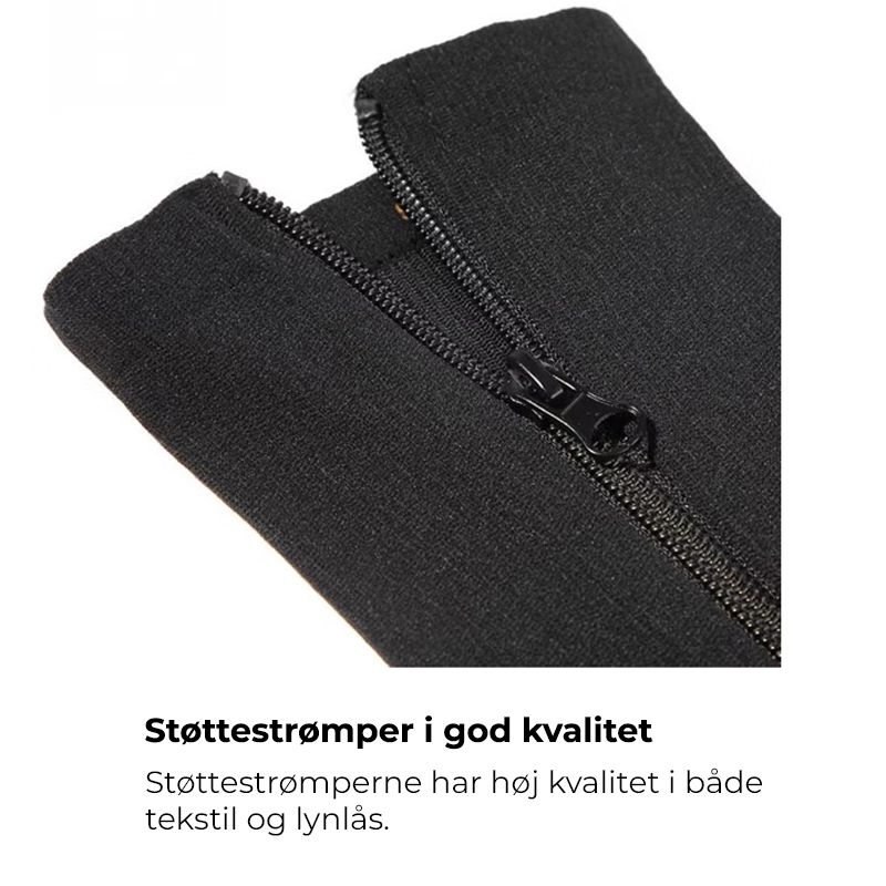 Støttestrømper lynlås (sort)