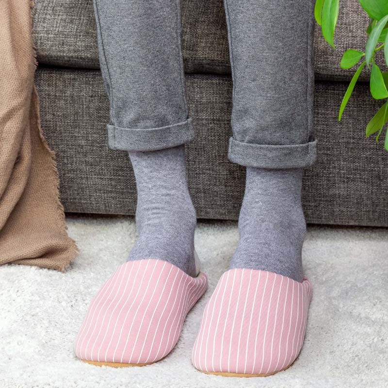 Stribede hjemmesko (rosa)