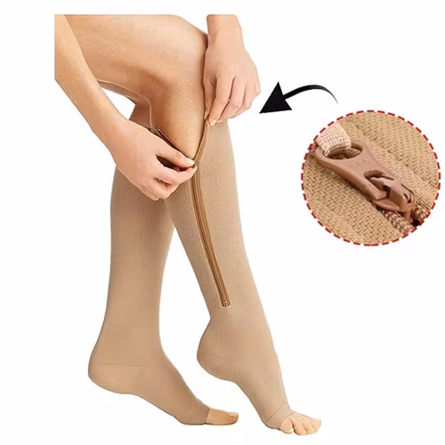 Støttestrømper lynlås (beige)