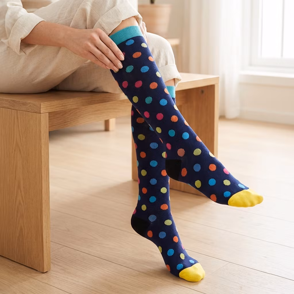 Prikkede støttestrømper