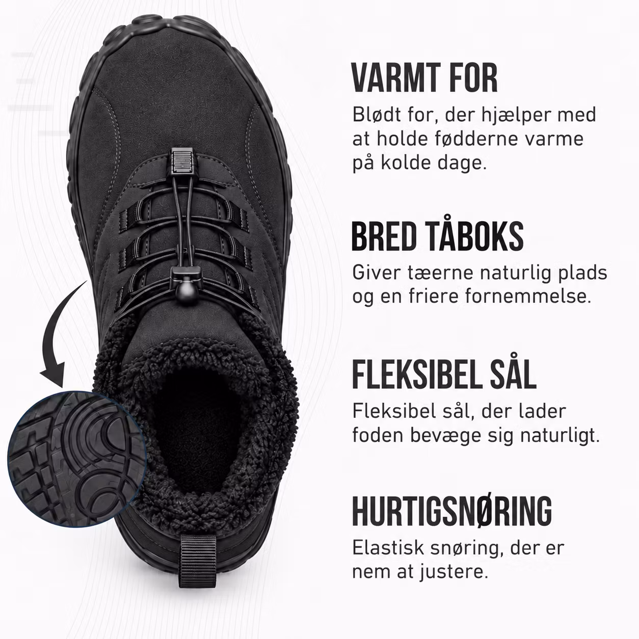 Forede barfodssko (sort)