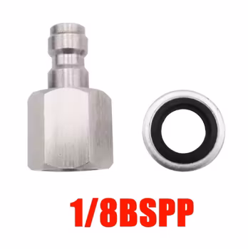 Foster-hane till 1/8" BSPP-hona – Rostfri Quick Release Adapter + bricka