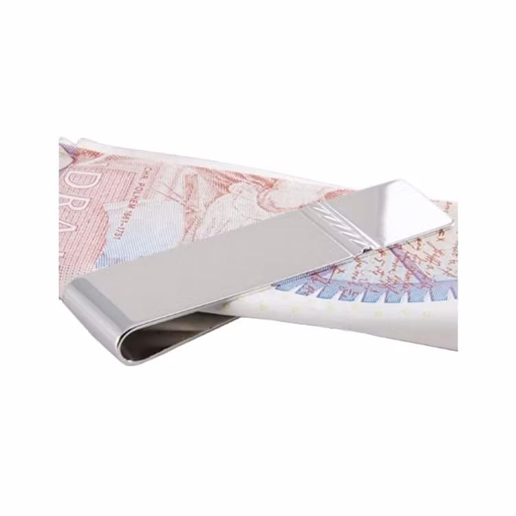 Sedelklämma nysilver rhodinerad liten dekorrand