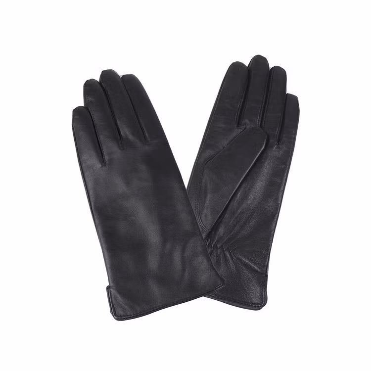 Handskar dam skinn svarta tunna