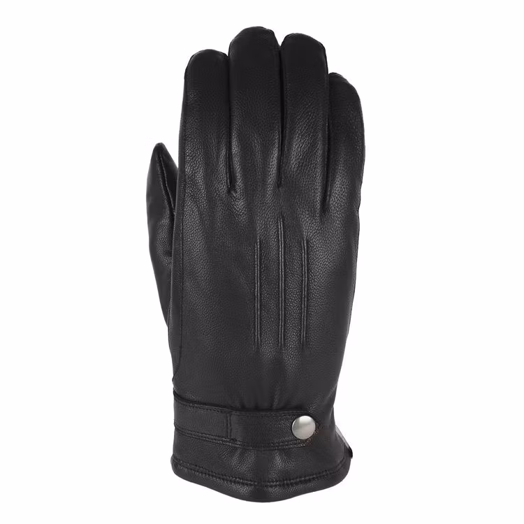 Handskar herr skinn svart med sleif
