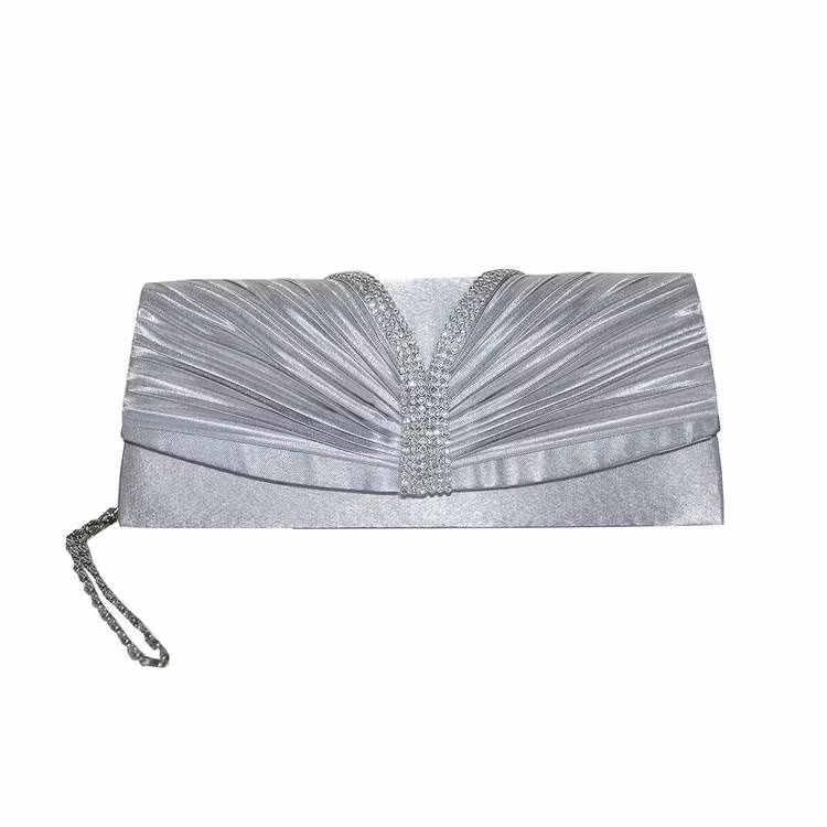 Kuvertväska tyg silver strass Maricci