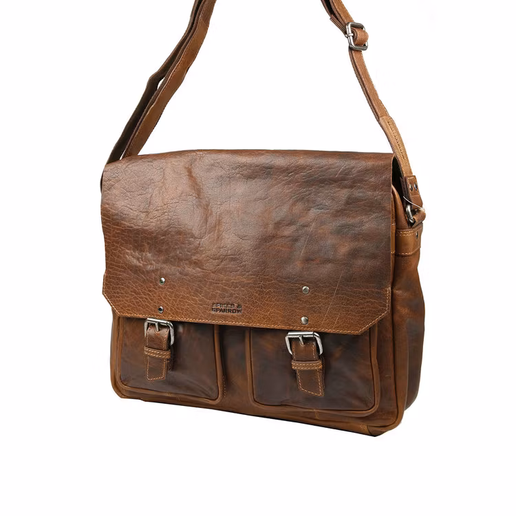 Datorväska skinn brandy Spikes & Sparrow 7724055