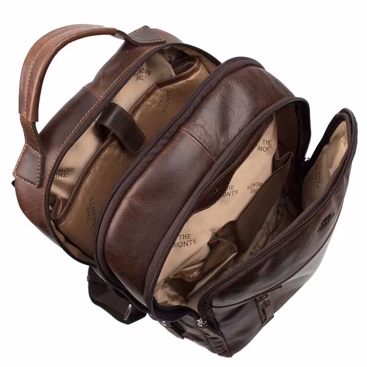 Ryggsäck skinn brun The Monte 57338 insida