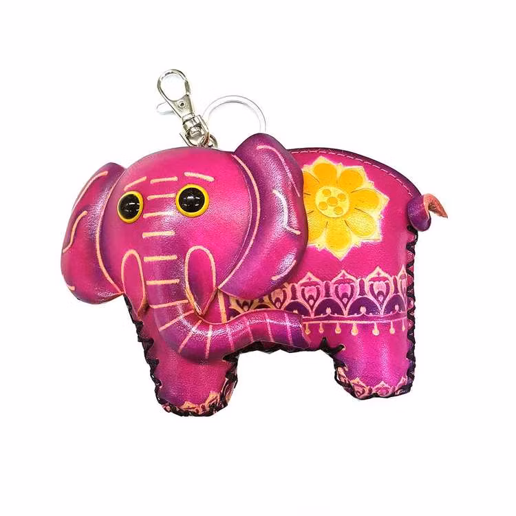 Nyckelring med börs Elefant rosa