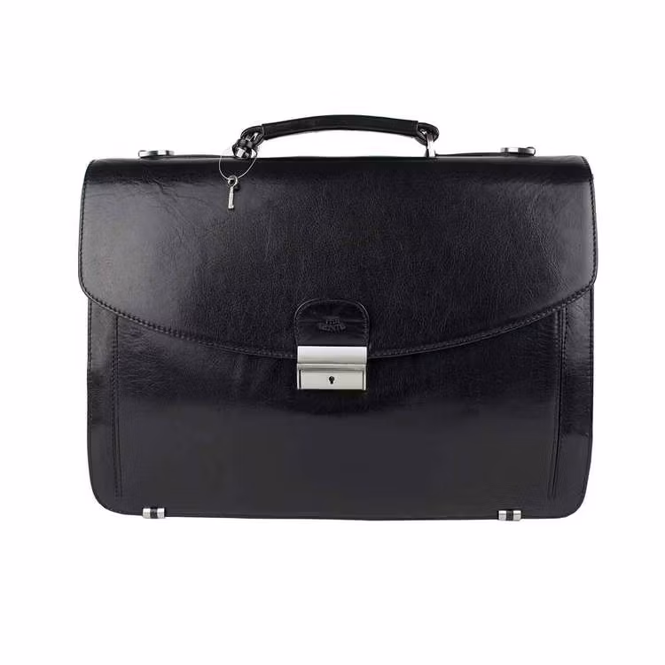 Portfölj skinn 3-fack svart The Monte Casual 69368