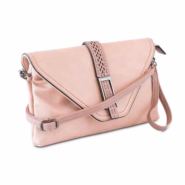 Axelväska kuvertväska med lock rosa Puccini sidan