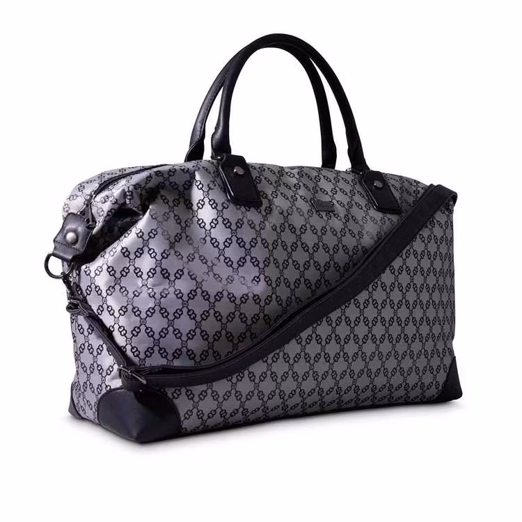 Weekendbag tyg grå jaquard Puccini sidan