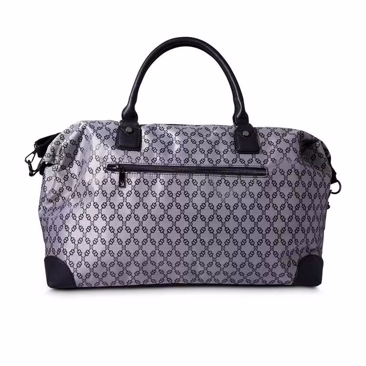 Weekendbag tyg grå jaquard Puccini baksida