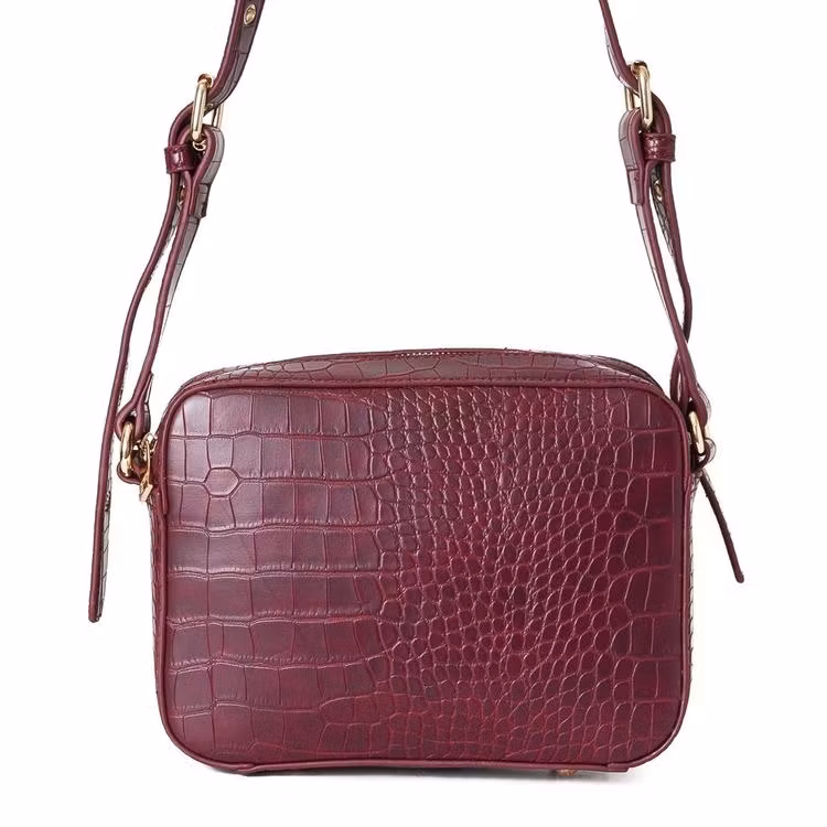 Axelremsväska croco bordeaux 640521