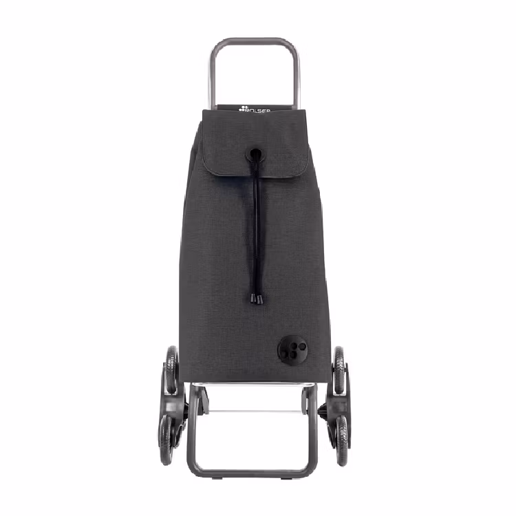 Shoppingvagn Rolser RD6 Logic Trappklättraren. Perfekt för dig som bot i hus utan hiss. Den är hopfällbar och klättrar lätt i trappor med full last. Tweed svart