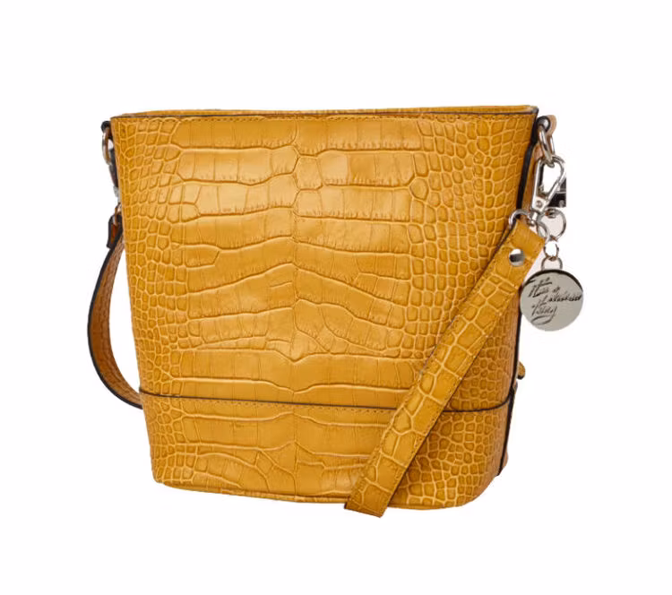 Axelväska skinn gul Ulrika Design 08-7411