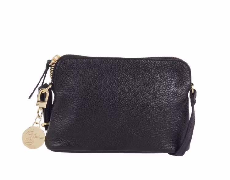 Axelväska Dam Skinn halvmåne svart Ulrika Design 8009