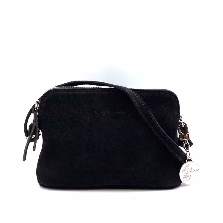 Axelväska halvmåne mocka svart Ulrika Design