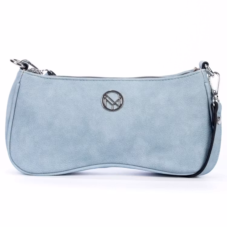 Axelväska baguette modell, ljusblå kort+lång rem