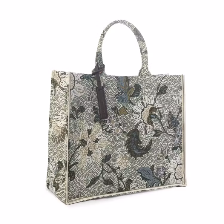 Shoppingkasse Flower Linen, Ljus Grön, Ceannis