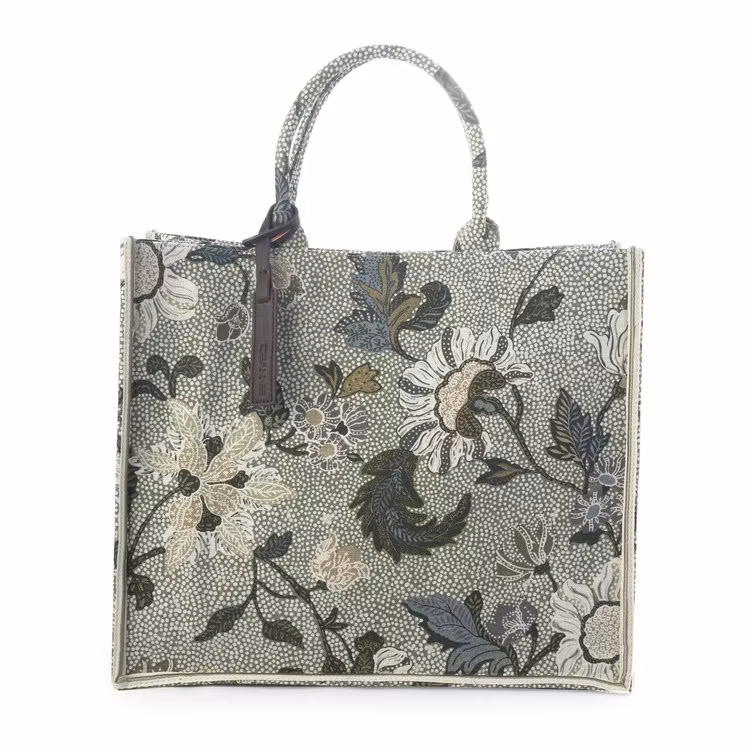 Kasse  Blommig Flower Linen Ljusgrön - Ceannis