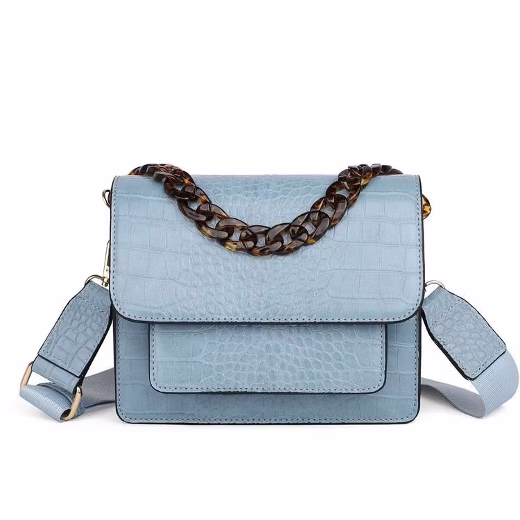 Axelremsväska Gaby ljusblå croco 697146 Rosenvinge