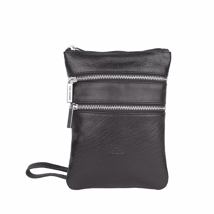 Axelväska mobilväska skinn svart The Monte 6057135