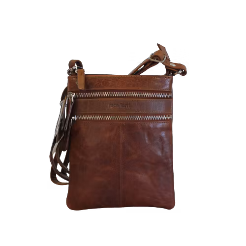 Axelväska mobilväska skinn brandy Luca Ferri 7419