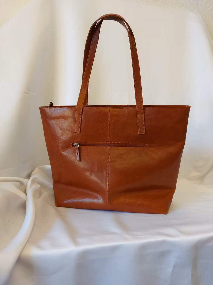 Kasse skinnväska cognac Luca Ferri 7407 baksida