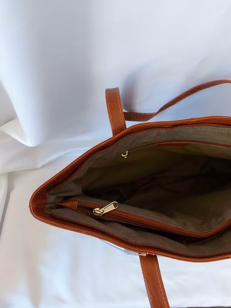 Kasse skinnväska cognac Luca Ferri 7407 insida