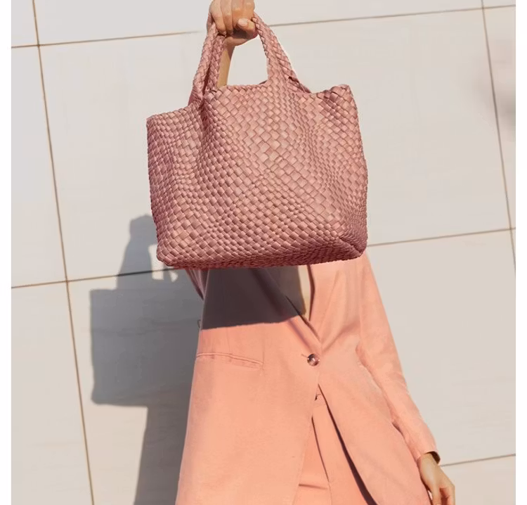 HAND BRAIDED SHOPPER DUSTY PINK - Ceannis.