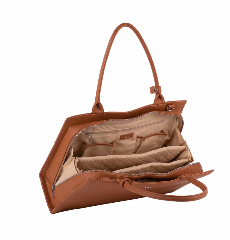 Datorväska Dam - Businessbag - Handsväska - från Socha insida 15,6 tum Cognac SO-003