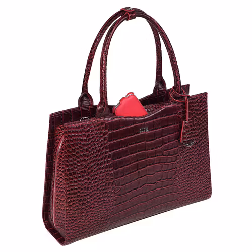 Handväska Dam med axelrem, Croco Burgundy 15,6", Socha Design