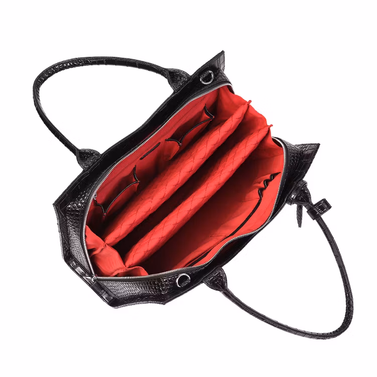 Businessbag - Axelremsväska Dam - Laptop bag från Socha insida CROCO Jet Black NEW-02