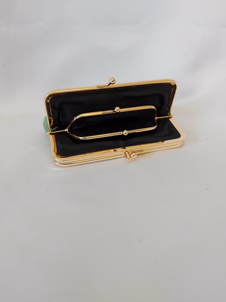 Portmonnä i skinn, platt, guldbygel 14 cm 11 olika färger