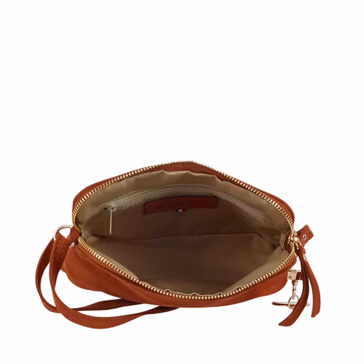 Axelremsväska halvmåne mocka orange Ulrika Design 08-7009 insida