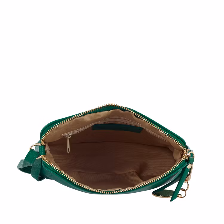 Axelremsväska halvmåne skinn grön Ulrika Design 08-8009 insida