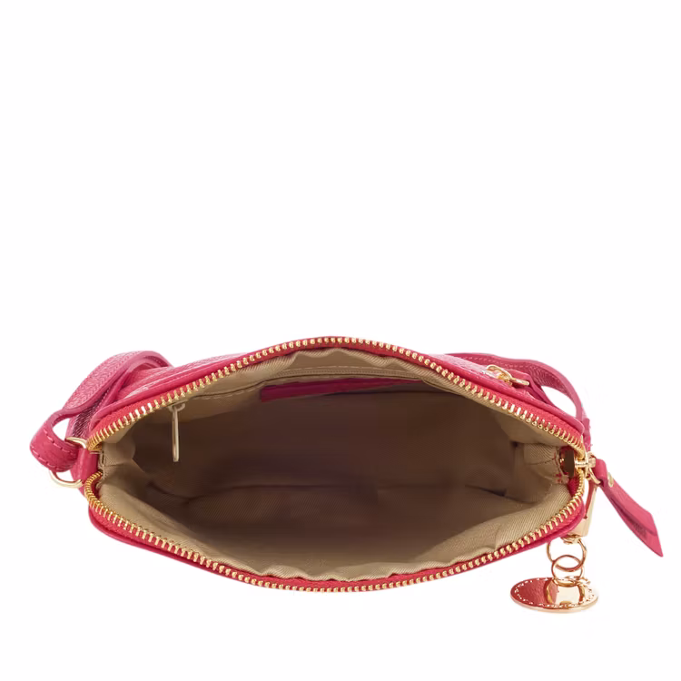 Axelremsväska dam halvmåne skinn cerise Ulrika Design 08-8009 insida