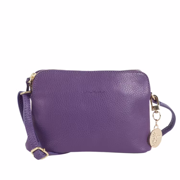 Axelremsväska Dam halvmåne skinn lila Ulrika Design 08-8009 framsida