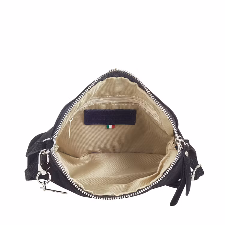 Axelremsväska mocka svart Ulrika Design 08-7009 insida