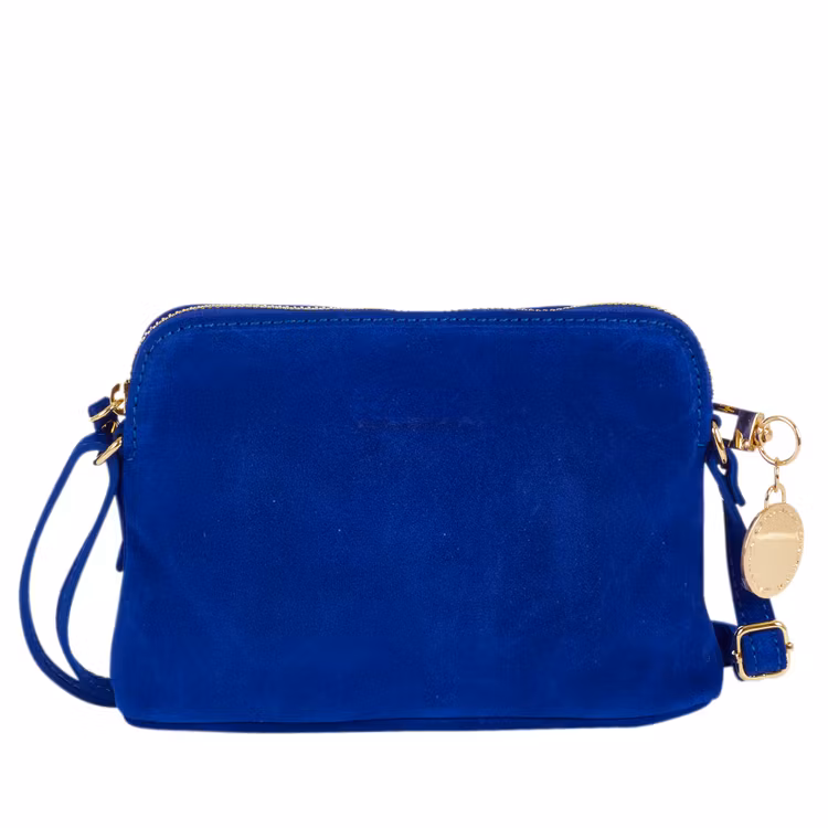 Axelremsväska mocka klarblå Ulrika Design 08-7009 framsida