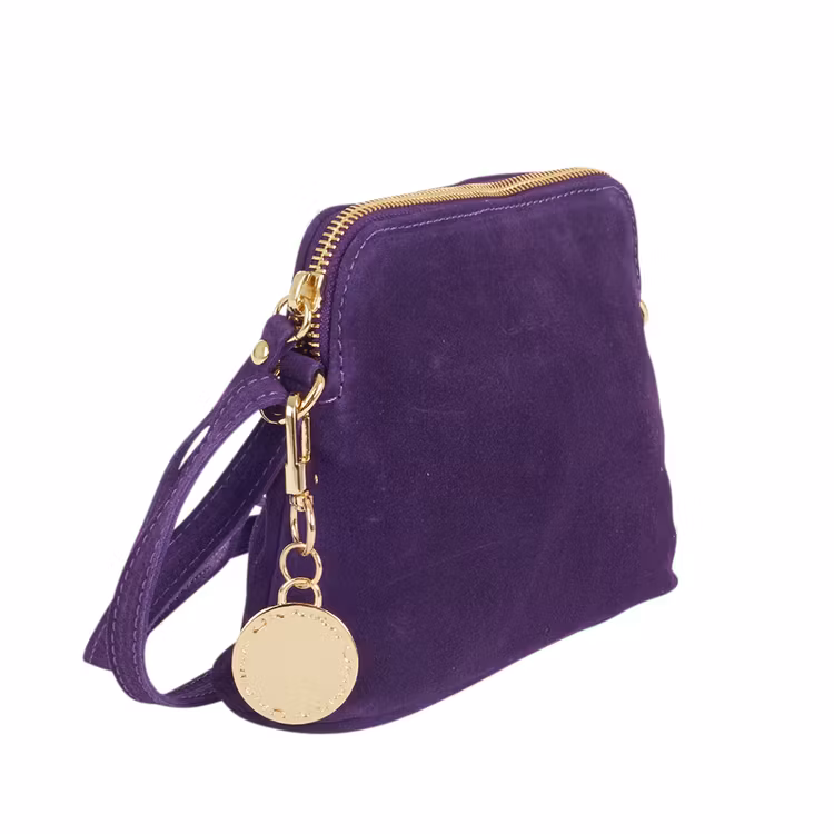 Axelremsväska mocka lila Ulrika Design 08-7009 sida