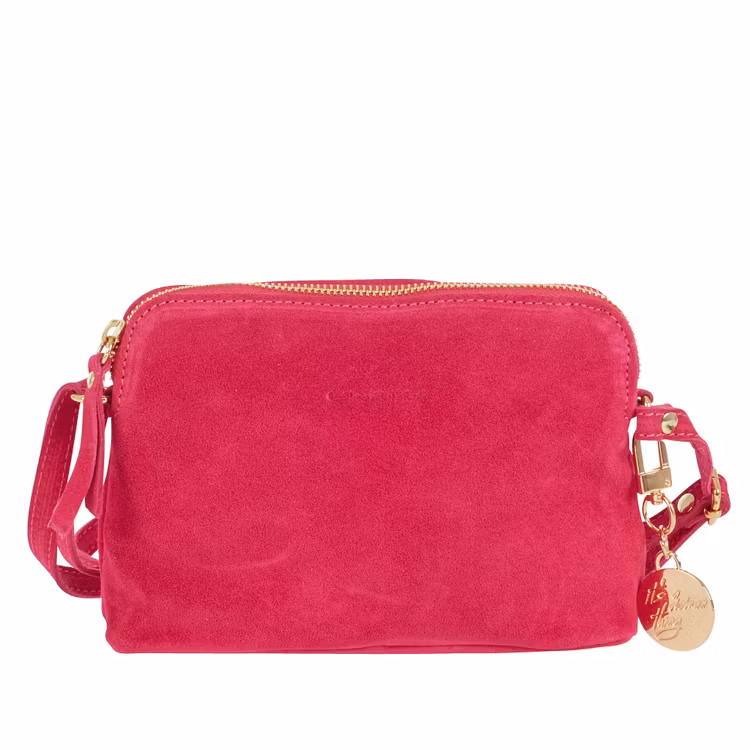 Axelremsväska mocka cerise Ulrika Design 08-7009 framsida