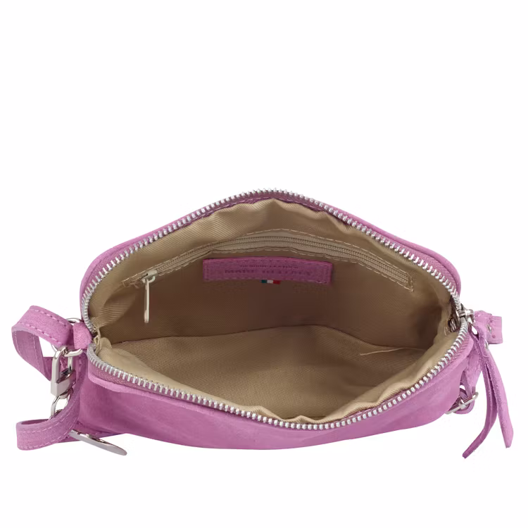 Axelremsväska mocka ljuslila Ulrika Design 08-7009 insida